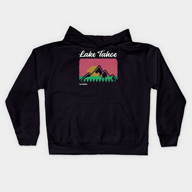 Retro Lake Tahoe Kids Hoodie by Pablo_jkson